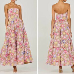Helsi Vivian Beaded Floral Maxi Cocktail Dress Size Medium